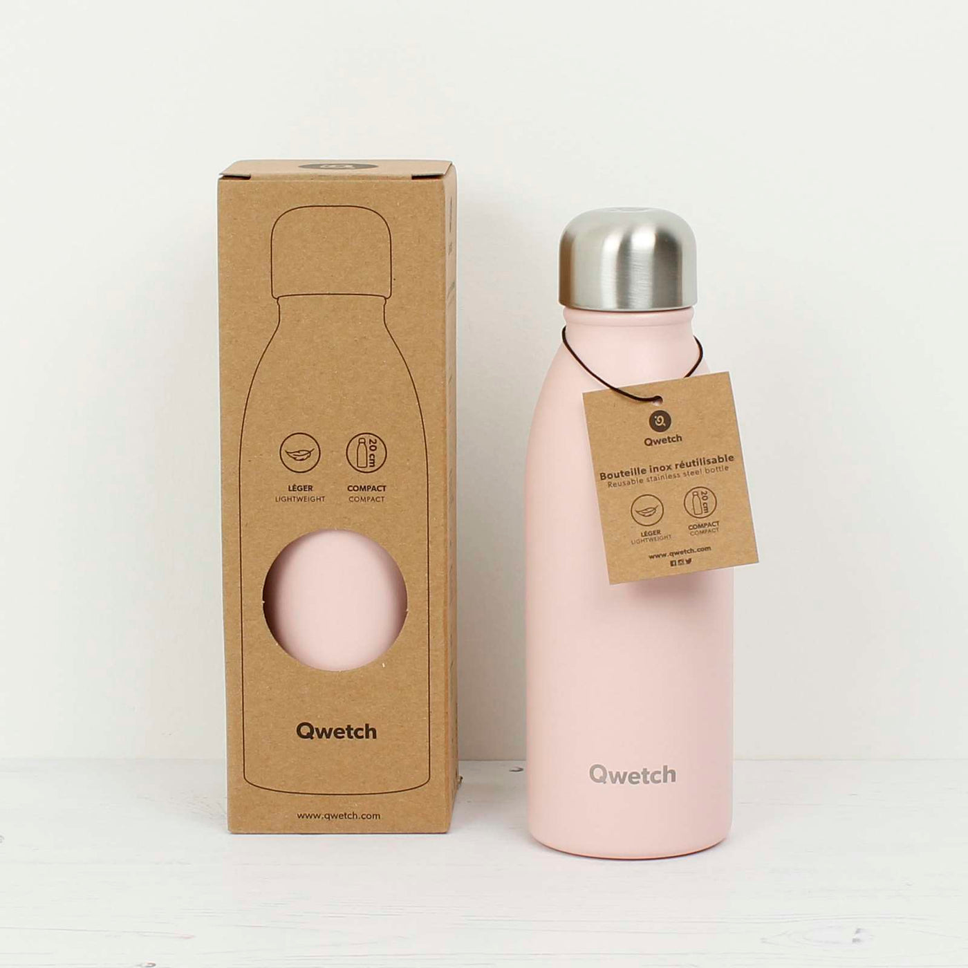 Qwetch Stainless Steel ONE Bottle - pastel pink (1)