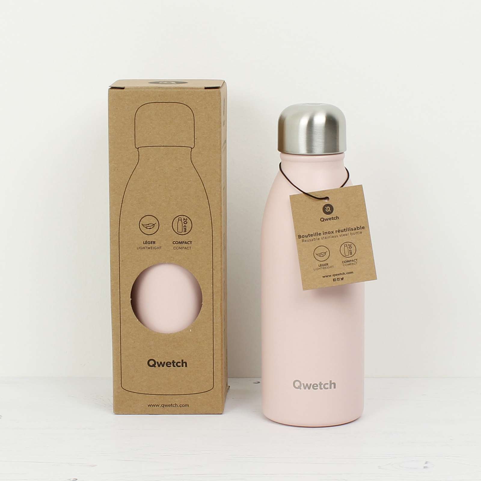 Qwetch Stainless Steel ONE Bottle - pastel pink (1)