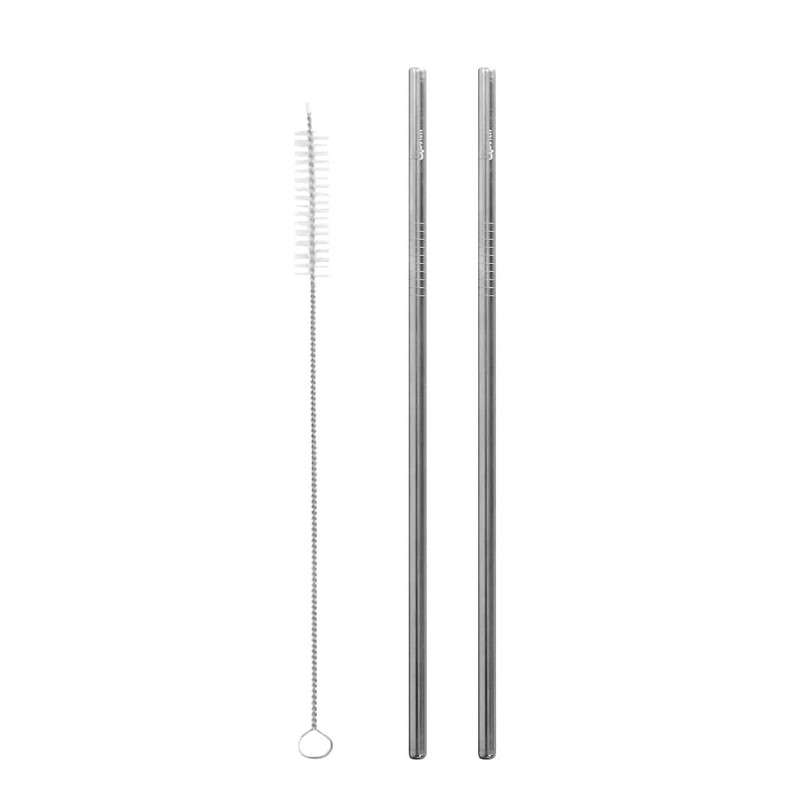 Qwetch Stainless Steel, Straight Straws (Set of 2 + Brush)