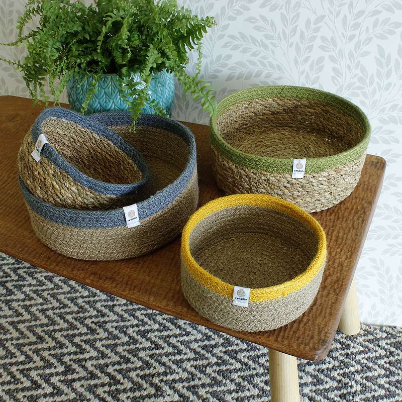 Respiin Shallow Seagrass & Jute Basket (1)