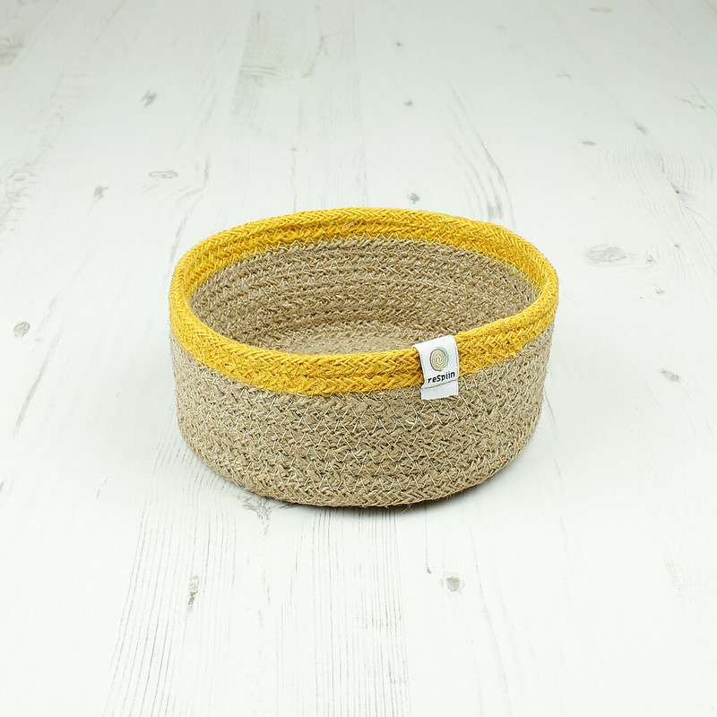 Respiin Shallow Seagrass & Jute Basket - Small - Natural Yellow (1)