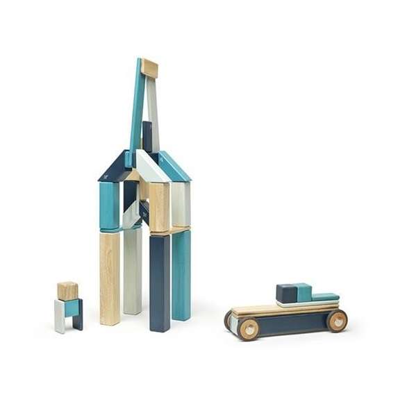 Tegu Magnetic Wooden Blocks Classics - Blue 42 pieces (1)