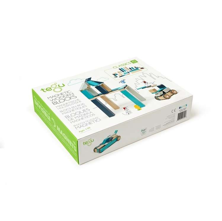 Tegu Magnetic Wooden Blocks Classics - Blue 42 pieces (1)