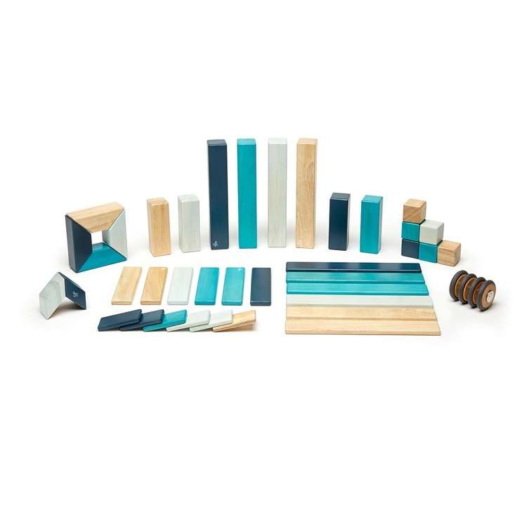 Tegu Magnetic Wooden Blocks Classics - Blue 42 pieces (1)