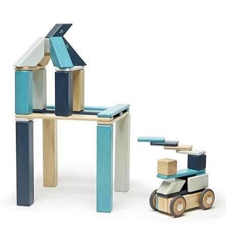 Tegu Magnetic Wooden Blocks Classics - Blue 42 pieces (1)