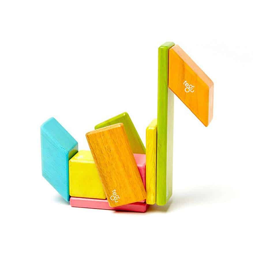 Tegu Magnetic Wooden Blocks (Classics - Colourful, 14 pieces)