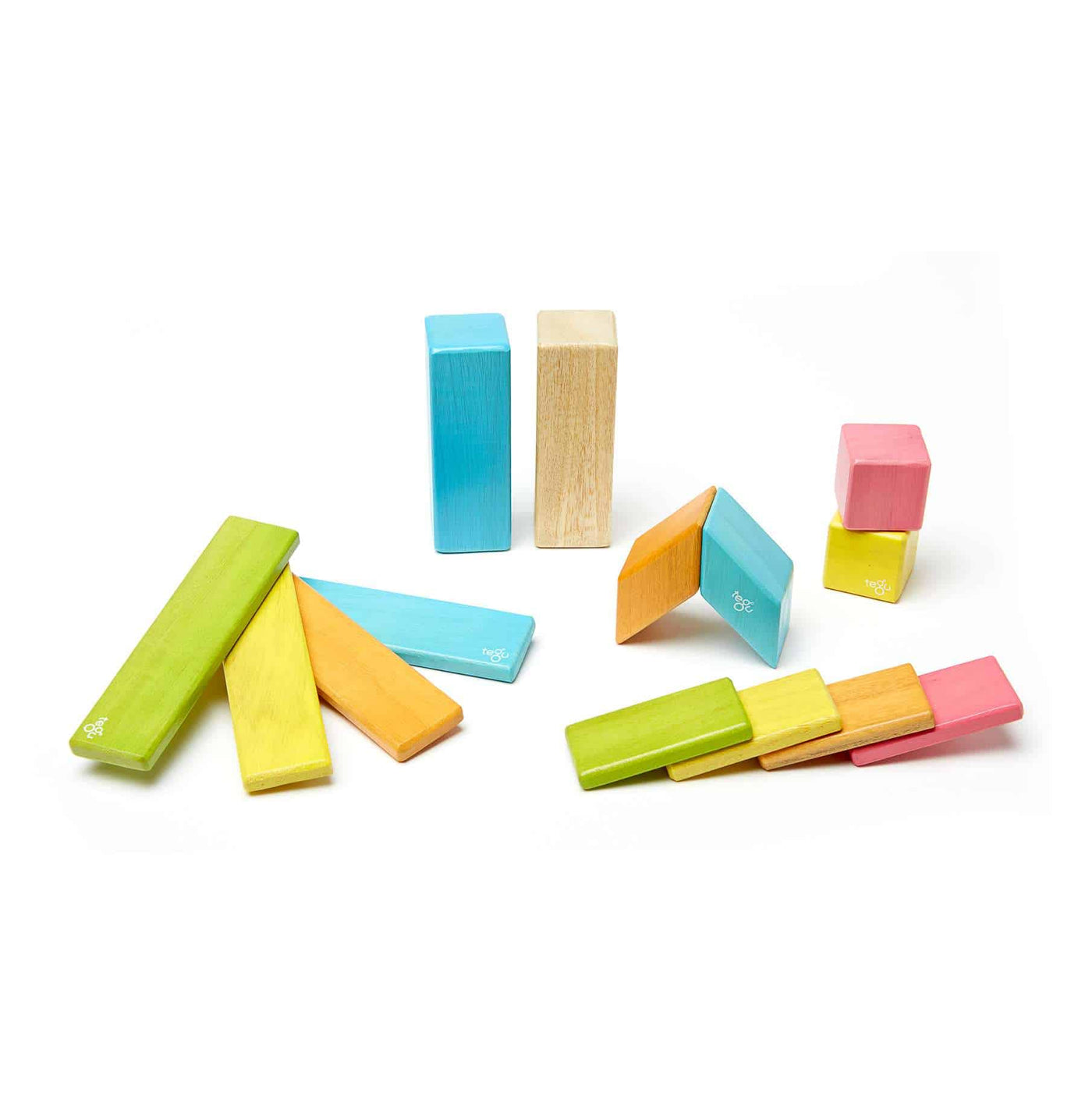 Tegu Magnetic Wooden Blocks (Classics - Colourful, 14 pieces)