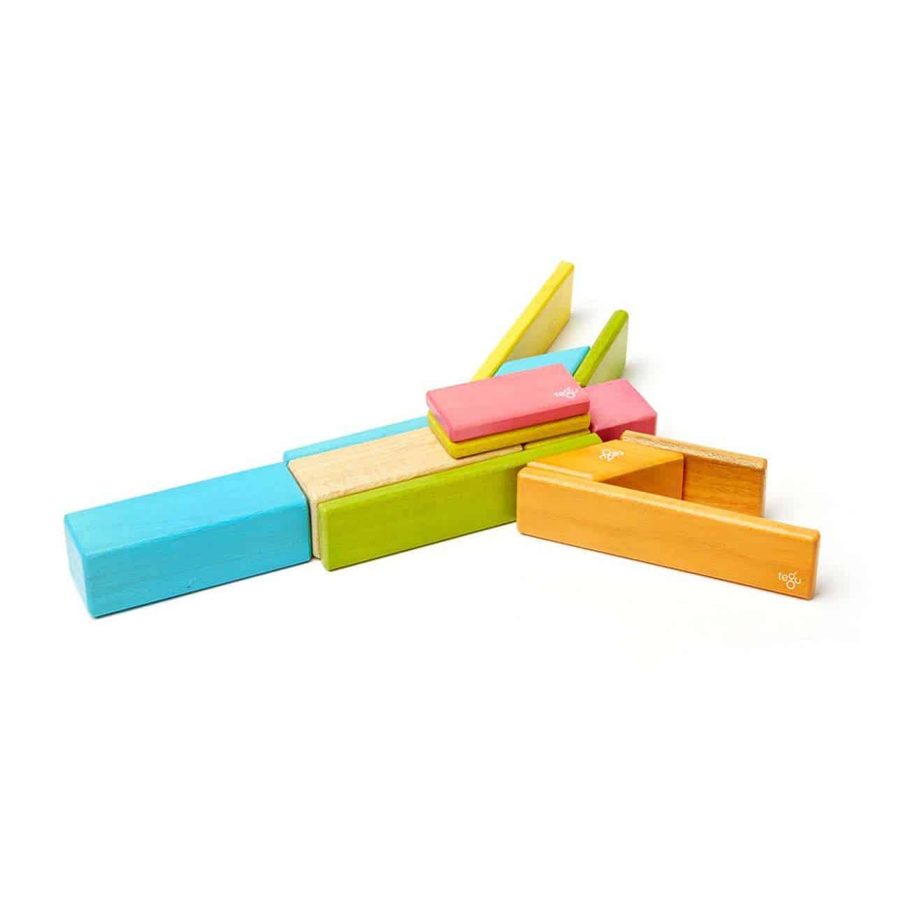 Tegu Magnetic Wooden Blocks (Classics - Colourful, 14 pieces)