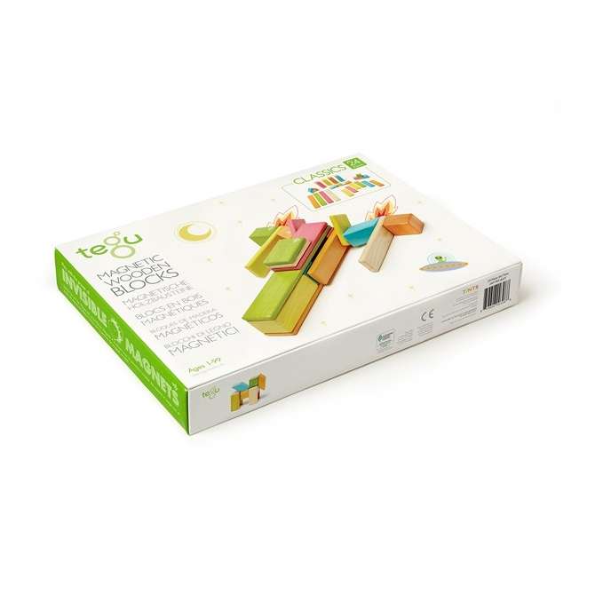 Tegu Magnetic Wooden Blocks Classics - Colourful 24 pieces