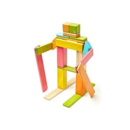 Tegu Magnetic Wooden Blocks Classics - Colourful 24 pieces