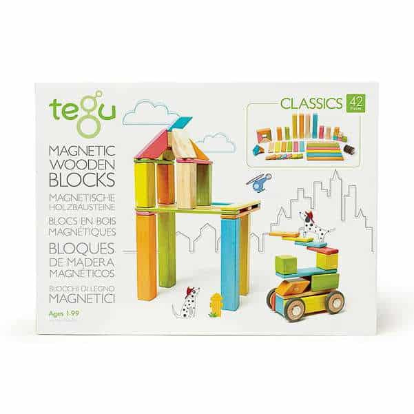 Tegu Magnetic Wooden Blocks (Classics - Colourful, 42 pieces)