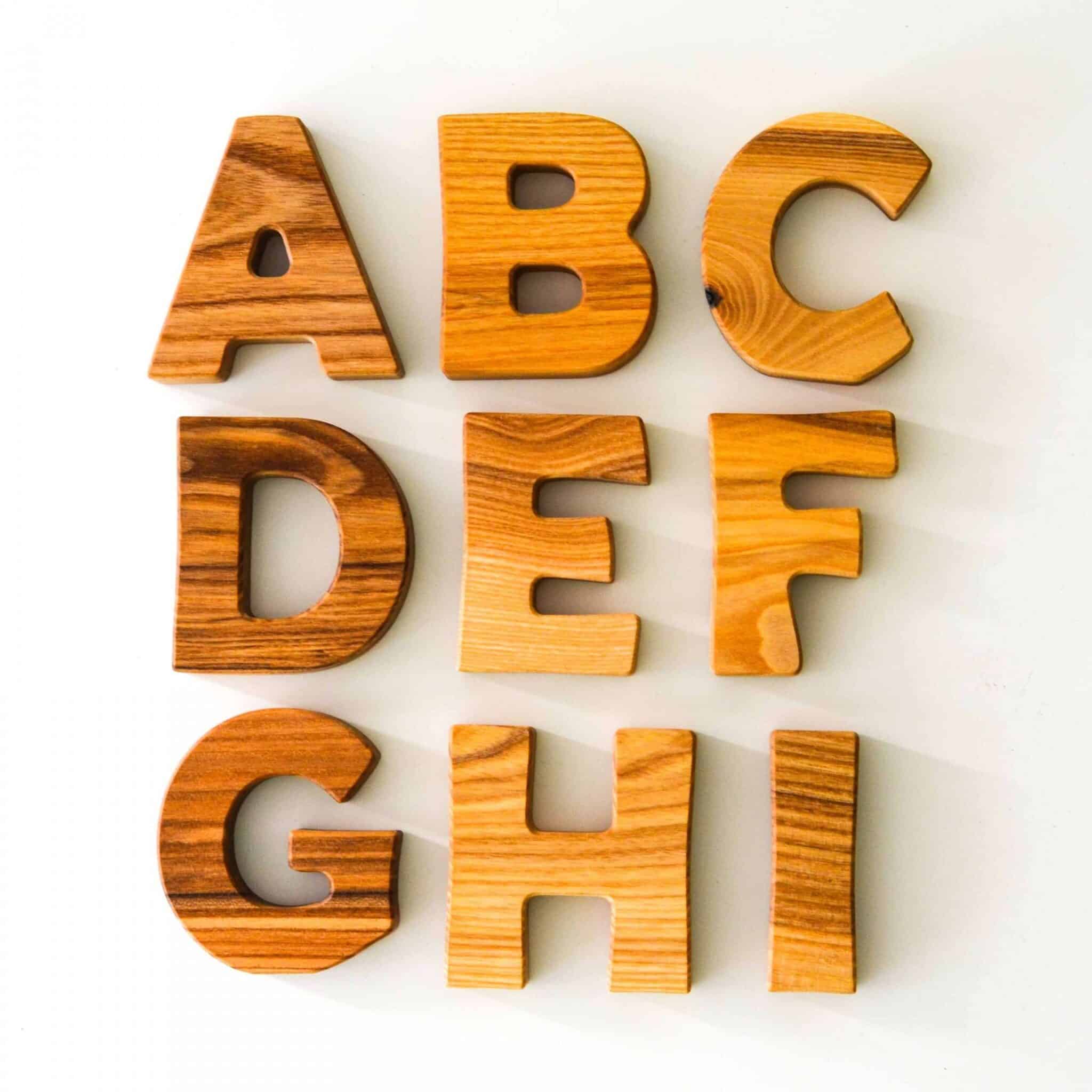 Wooden Frog Standing Letters (A-I)