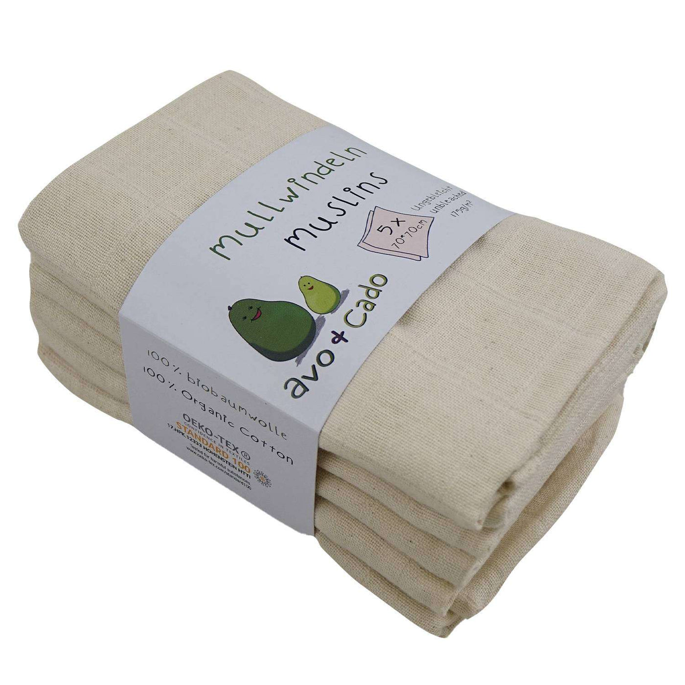 avo+cado Muslin Nappies 70 x 70 cm natural