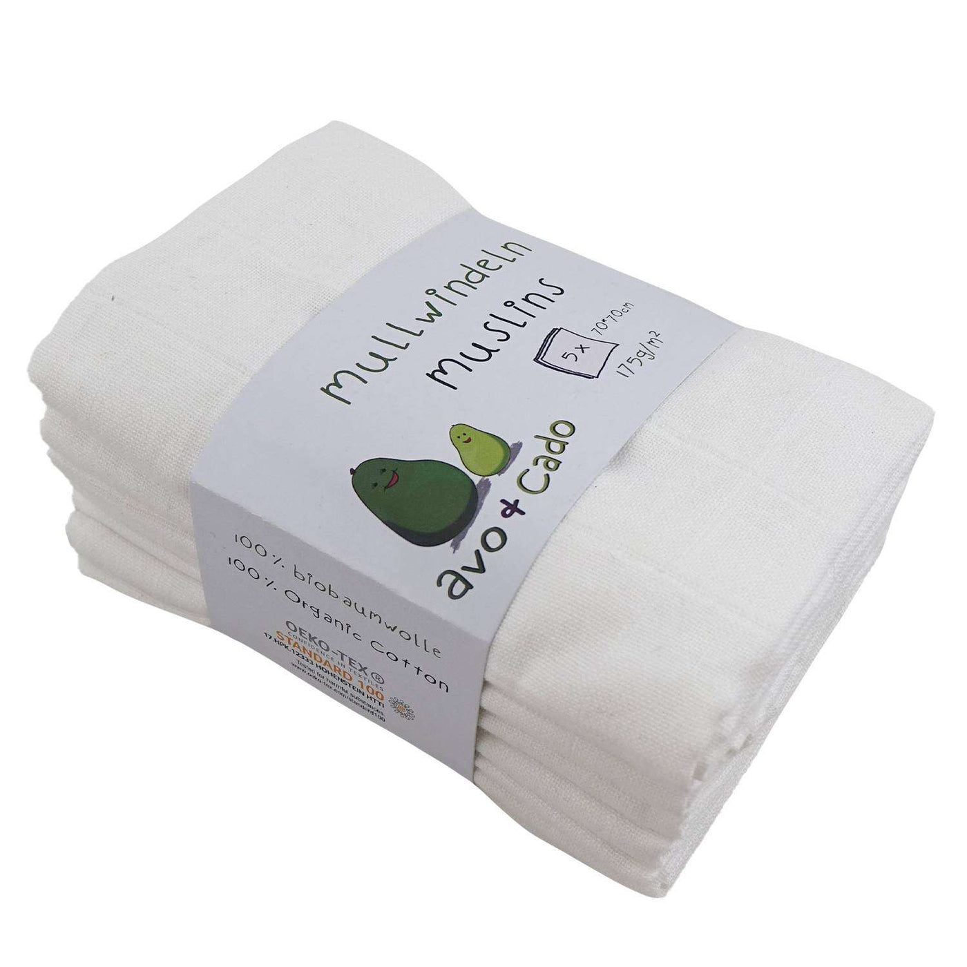 avo+cado Muslin Nappies 70 x 70 cm white