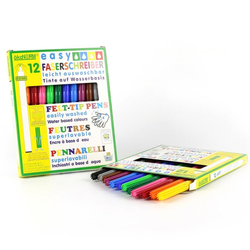 ökoNORM Easy Washable Felt Tip Pens 2mm (12 Colours)