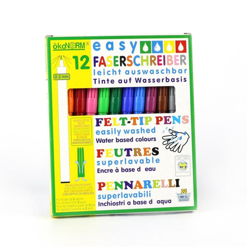ökoNORM Easy Washable Felt Tip Pens 2mm (12 Colours)