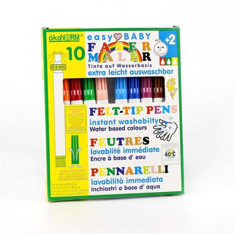 ökoNorm Easy baby felt tip pen 5mm - 10 colours (easily washable)